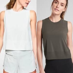 Athleta Zephyr Shell Set-of-Two Tanks White/Grey Size S Athleisure Travel Sporty